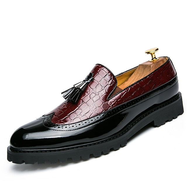 - Red Pattern and Loafers Crocodile Men's Stylish Black FashionChic