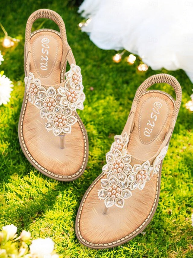 Floral Slip-Ons Flat Comfortable with Design Beaded FashionChic
