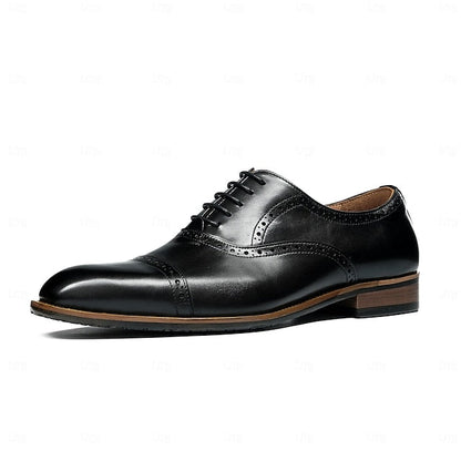 Leather Light Shoes Genuine Wingtip Oxford with Men's Brown FashionChic