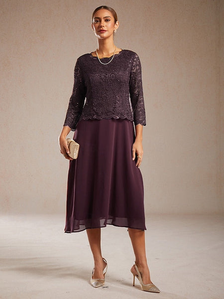 Women's Midi Dress Chiffon Dress Elegant Wedding Guest FashionChic