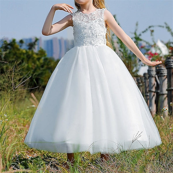 Girl Solid Color Dress Flower Kids Party Girls' FashionChic