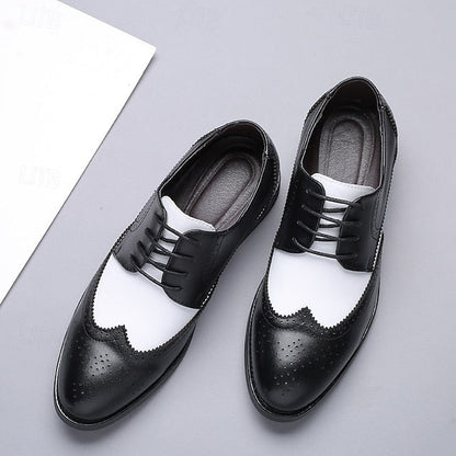 White Dress Brogue Black and with Oxford Shoes Men's FashionChic