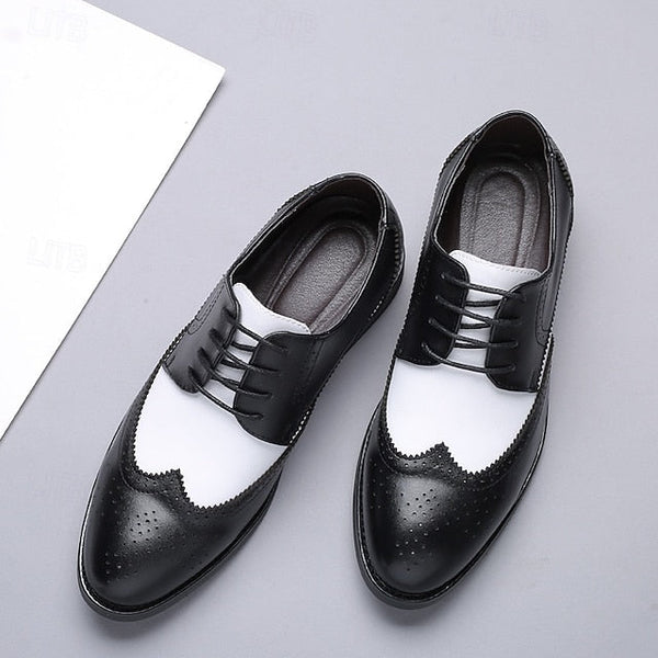 White Dress Brogue Black and with Oxford Shoes Men's FashionChic