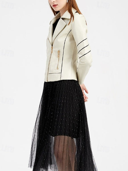 Faux Zipper Leather Comfortable Jacket Pocket Women's FashionChic