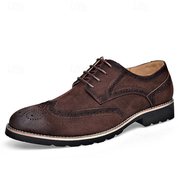 Brogue Brown Vintage Lace-Up Derby Men's Dress – Shoes FashionChic