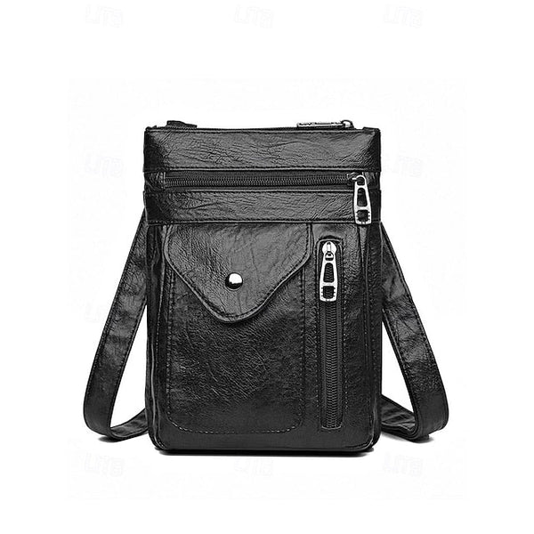 Leather Vintage Multi-Pocket Crossbody Women's Faux - Bag FashionChic