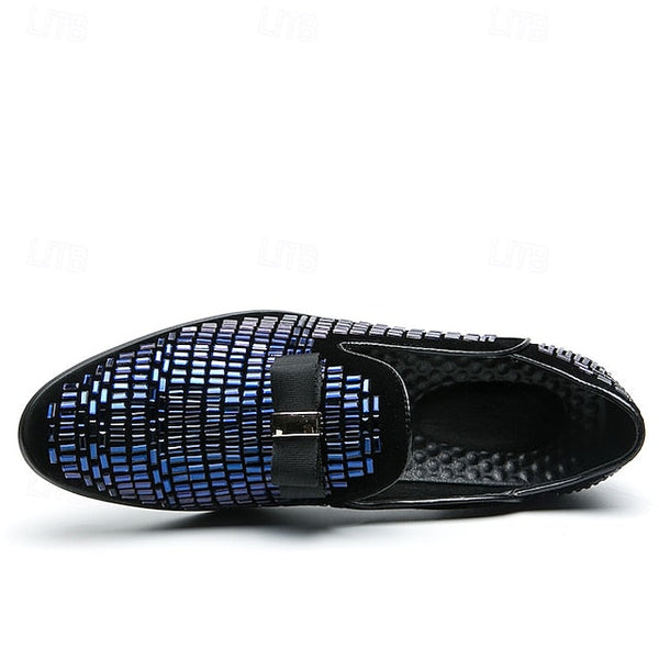 – Strap Loafers Prom and Elegant Woven Silver Men's Monk FashionChic