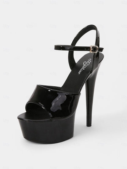 Sandals for - Platform Leather Red Peep Patent Women Toe FashionChic