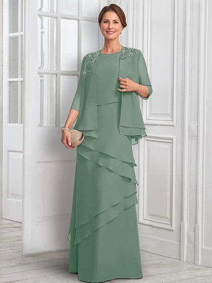 Mother Piece Formal Suit Elegant Bride A-Line Two Dress the of FashionChic