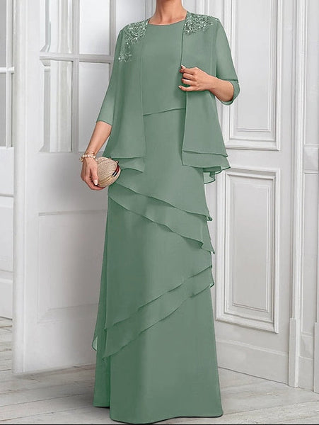 Elegant Formal Bride Mother Suit Dress the Piece A-Line Two of FashionChic