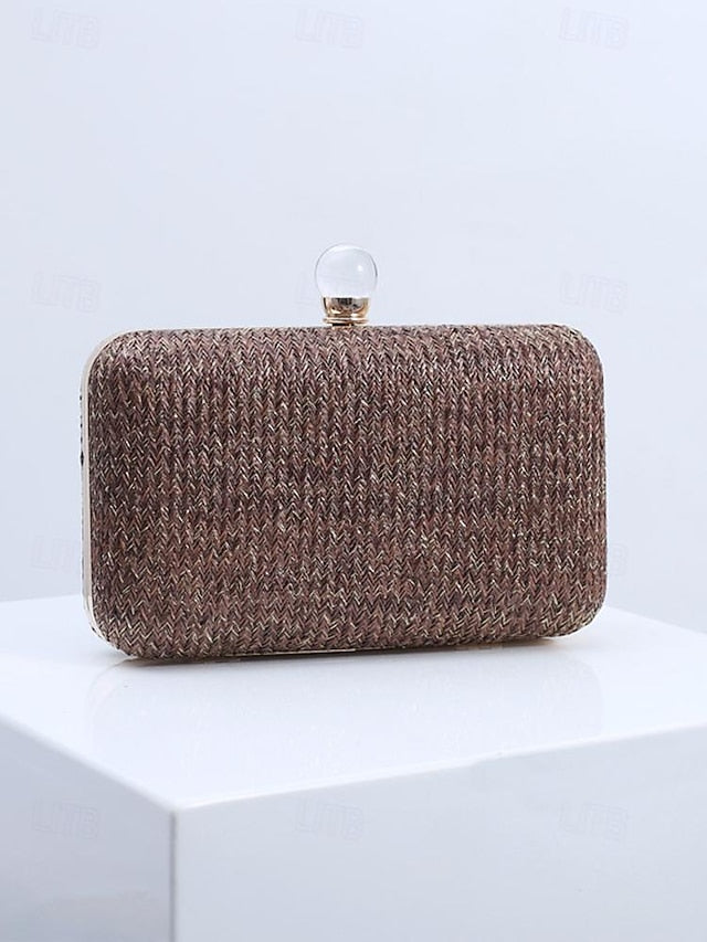 Straw Pearl Elegant Clutch Stylish with Purse - Clasp FashionChic