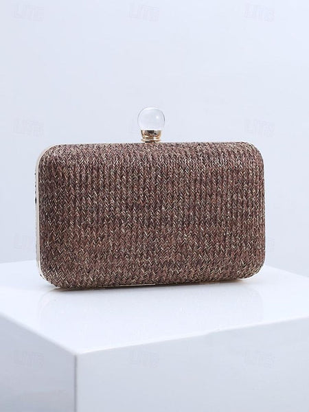 Straw Pearl Elegant Clutch Stylish with Purse - Clasp FashionChic