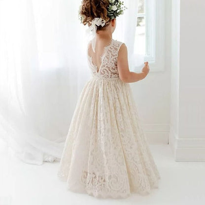 Solid Party Girls' Wedding Colored Sleeveless Kids Dress FashionChic