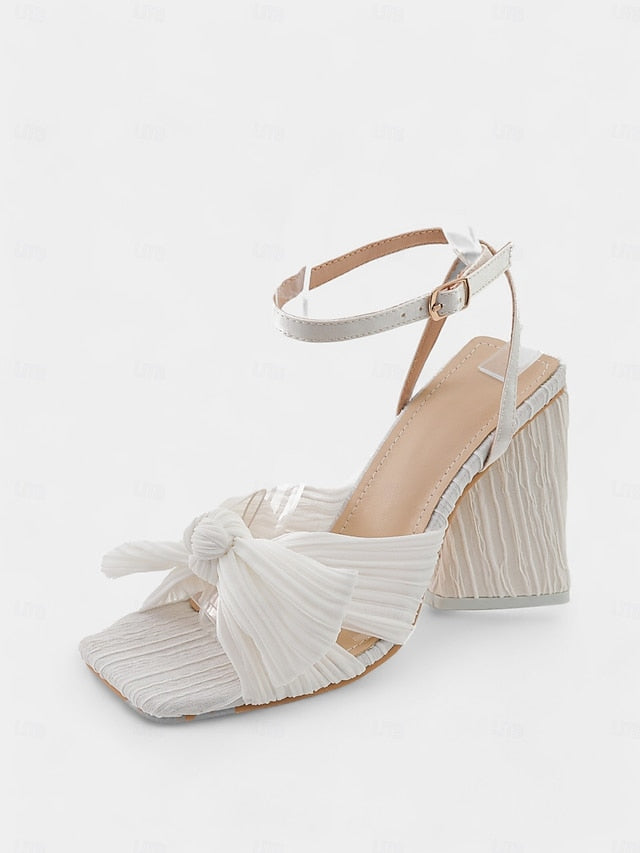 Gold Textured and Knot Heel with Sandals Detail Rose Block FashionChic