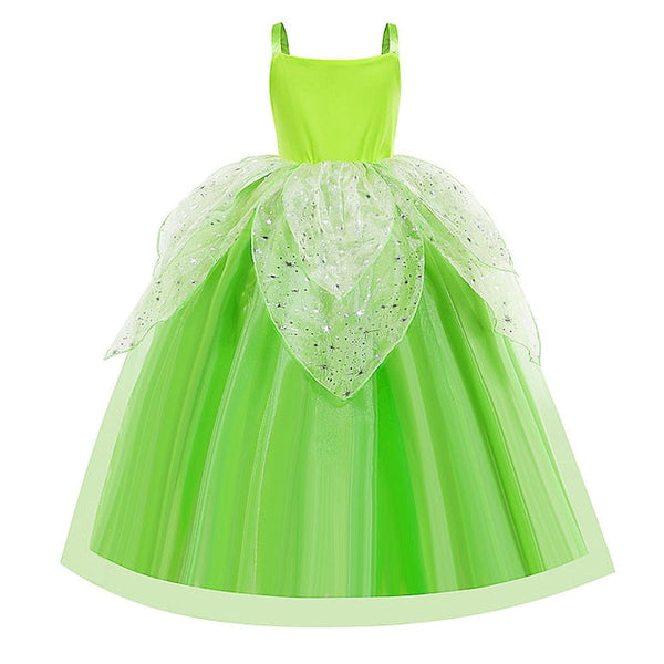 Theme Tiana Dress Bell Princess Tinker Fairytale Girl Flower FashionChic