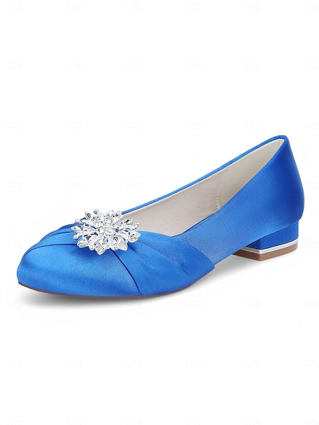 Elegant Flats White – Satin Wedding Women's Crystal FashionChic