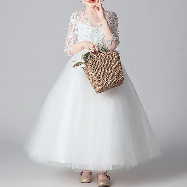 Party Kids Dress Girls' Color Girl Solid Flower FashionChic