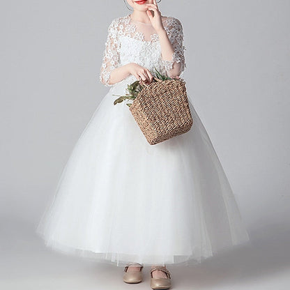 Party Kids Dress Girls' Color Girl Solid Flower FashionChic