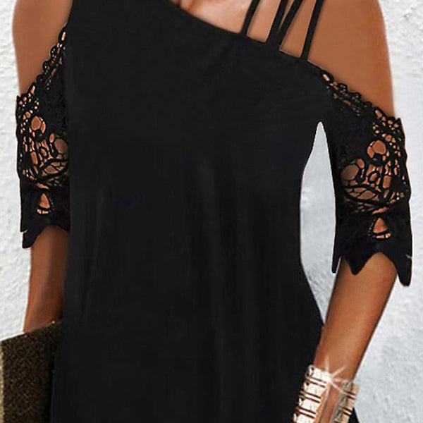 Women's Mini Dress Lace Dress A Line Dress Black Cocktail FashionChic