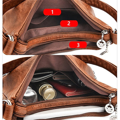 Bag - Leather Women's Faux Hobo Vintage-Style Brown FashionChic