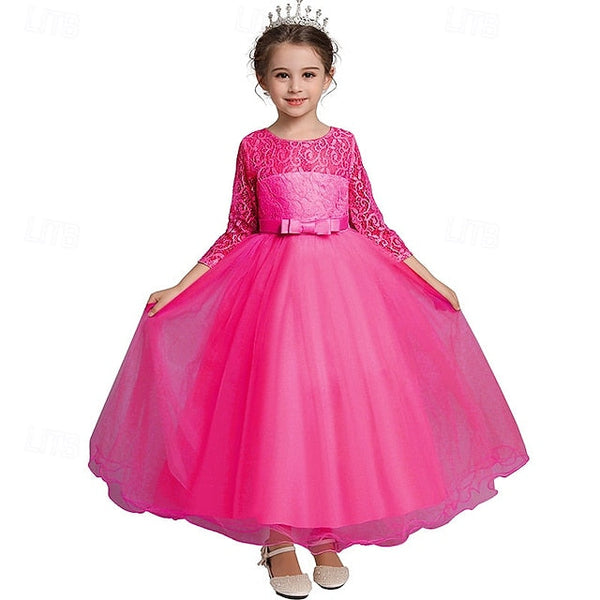 Girls' Flower Sleeve Kids Half Dress Girl Wedding FashionChic