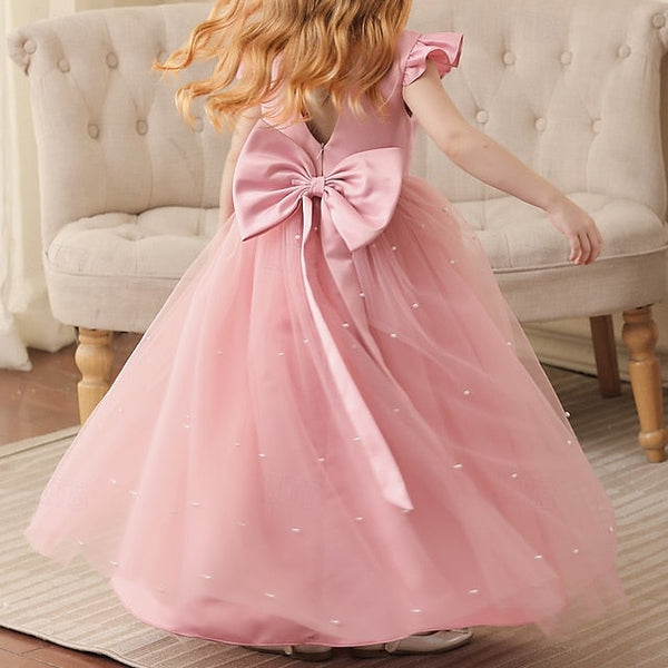 Girl Solid Kids Flower Dress Color Girls' Party FashionChic