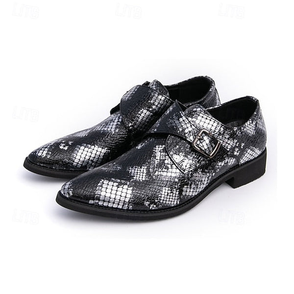 Formal Brown Print Snake Shoes Strap Monk Men Classic – for FashionChic