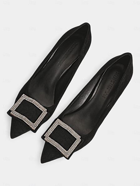 Heels Women's Pointed Elegant Champagne Buckle Toe – FashionChic