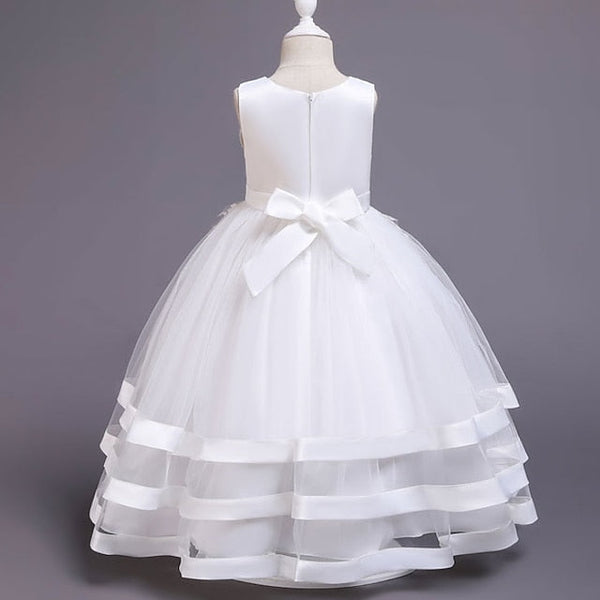 Girls' Wedding Kids Colored Party Dress Solid Sleeveless FashionChic