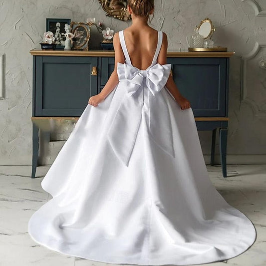 Girl Girls' Dress Solid Flower Kids Color Party FashionChic