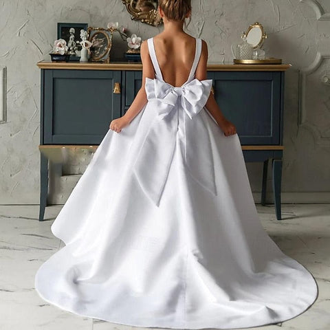 Girl Girls' Dress Solid Flower Kids Color Party FashionChic