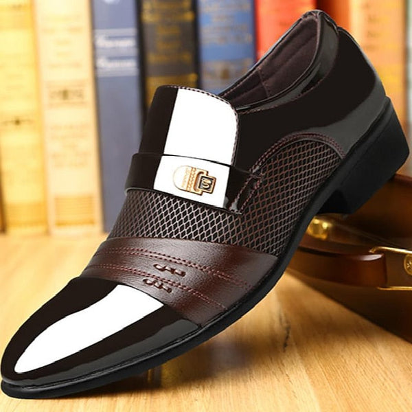 Dress Faux Patent Slip-On – Loafers Leather Formal Men's FashionChic