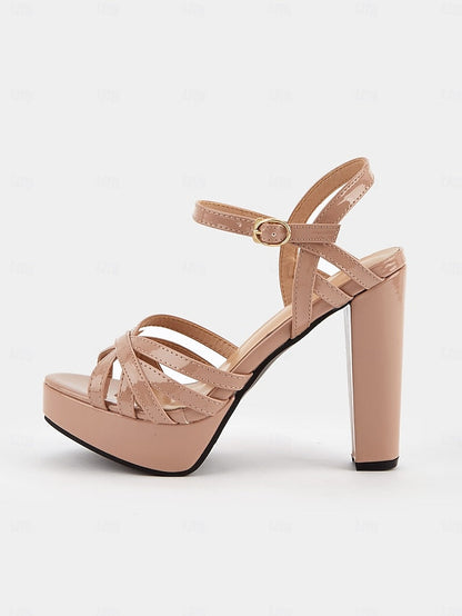 Sandals Women Heel Strappy – Platform Nude High for FashionChic