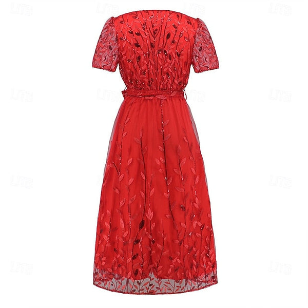 Dress Mother A-Line Bride Sequin Neck V of Elegant the FashionChic