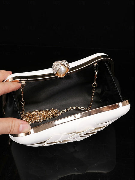 Shoes Bridal – Clutch Matching Floral-Embellished White with FashionChic