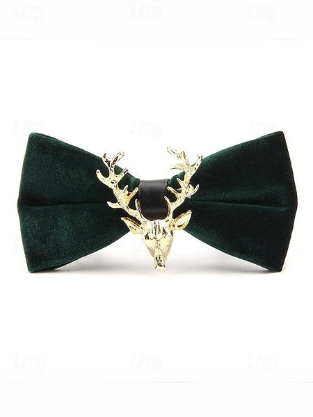 Bow Gold Men's Velvet Pin with Tie Head Deer FashionChic