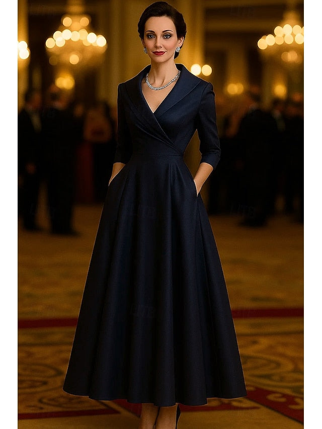 the of Vintage Portrait Bride Mother Collar Elegant A-Line Dress FashionChic