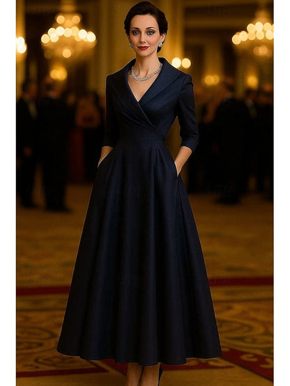 the of Vintage Portrait Bride Mother Collar Elegant A-Line Dress FashionChic