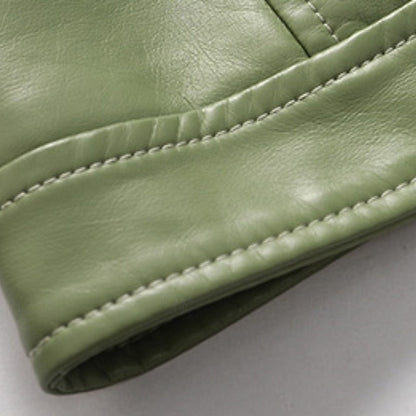 Pocket Jacket Zipper Comfortable Faux Leather Women's FashionChic