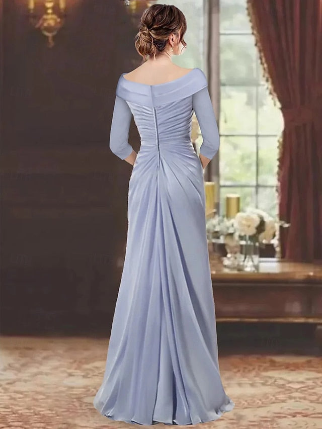 Dress the Length A-Line Mother Floor of Bride Neck V Elegant FashionChic
