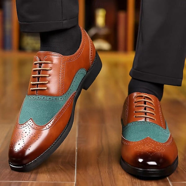 Brown – Wingtip Two-Tone Shoes Green and Men's in Oxford FashionChic