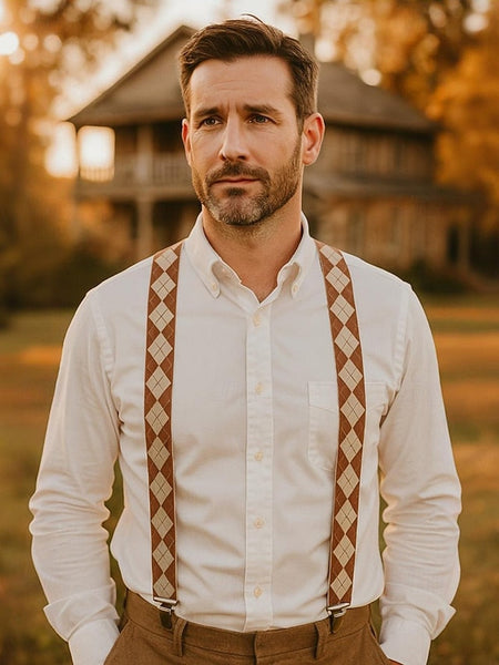 – Clip-On Pattern Men's Suspenders Classic Argyle FashionChic