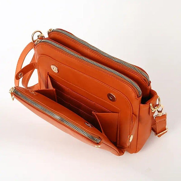 Shoulder Leather Women's Vintage Three-Layer Crossbody FashionChic