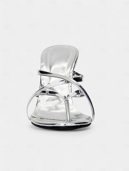 - Gold Sandals Unique Heel Design Flat with Metallic Sculpted FashionChic