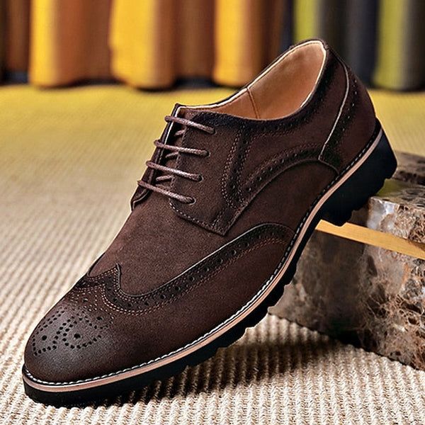 Brogue Brown Vintage Lace-Up Derby Men's Dress – Shoes FashionChic