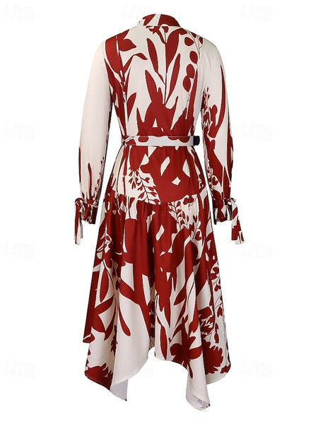Women's Midi Dress Shirt Dress Floral Dress Print Dress