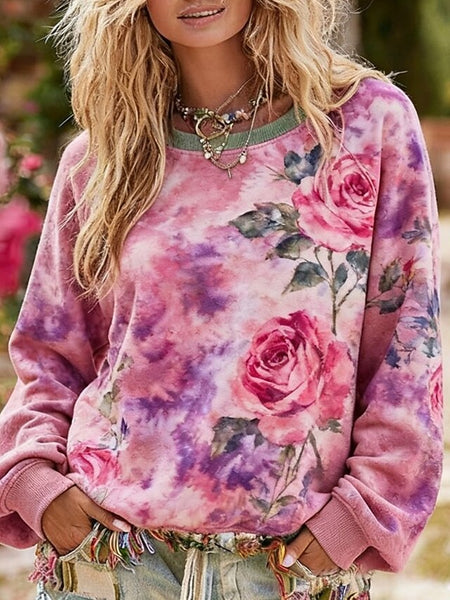 Women's Pullover Sweatshirts Floral Fashion Streetwear FashionChic