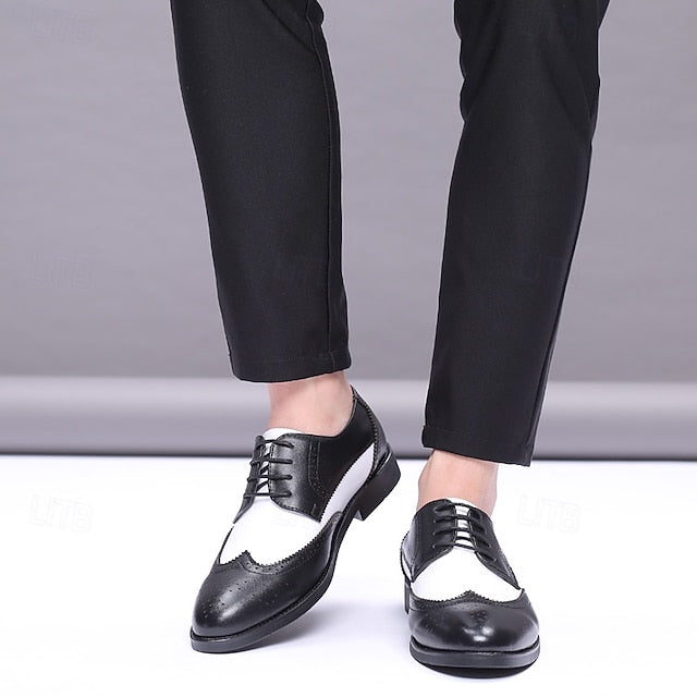 White Dress Brogue Black and with Oxford Shoes Men's FashionChic