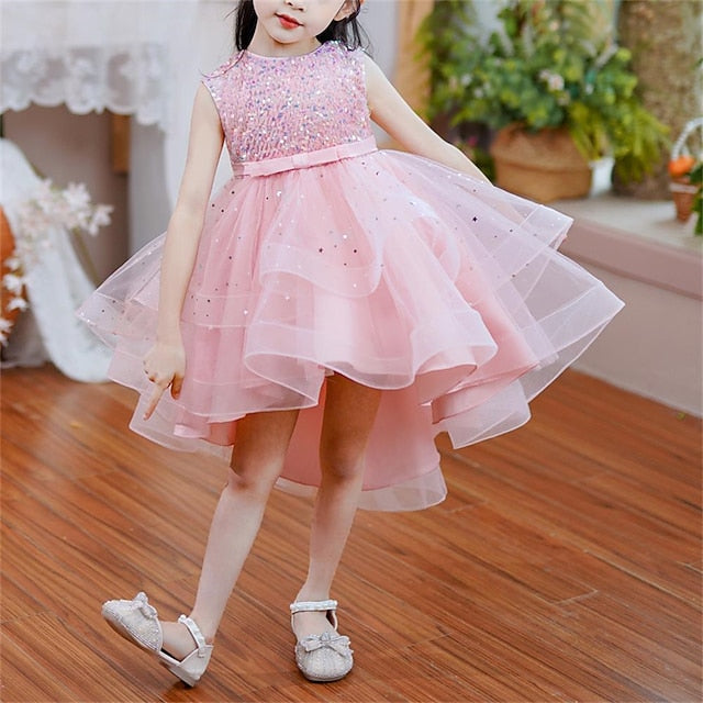 Solid Girls' Color Party Kids Sleeveless Dress FashionChic