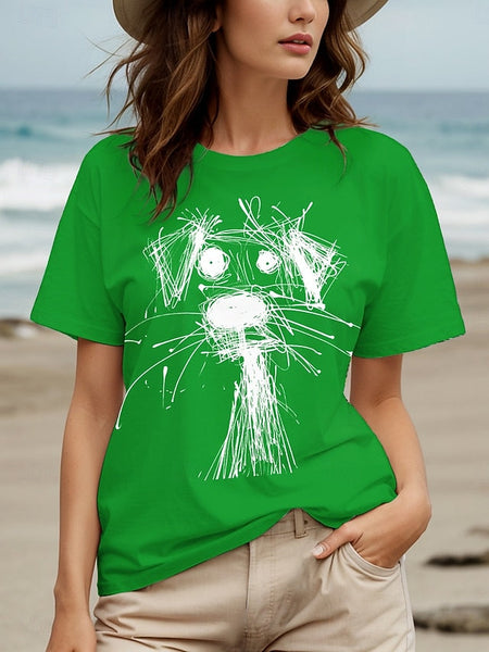 Women's T Shirt Graphic Animal Dog Vintage Stylish Classic FashionChic